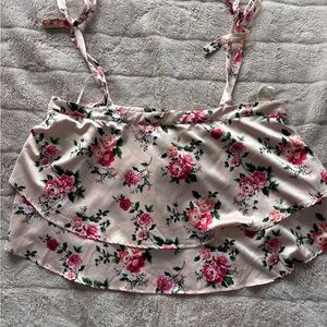 Forever 21 Pink Floral Tiered Ruffle Cami